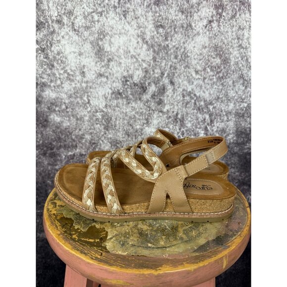 EuroSoft Gydeon Sandals Womens 8.5 Tan Gold Braided Cushioned Adjustable Beach - Picture 6 of 8